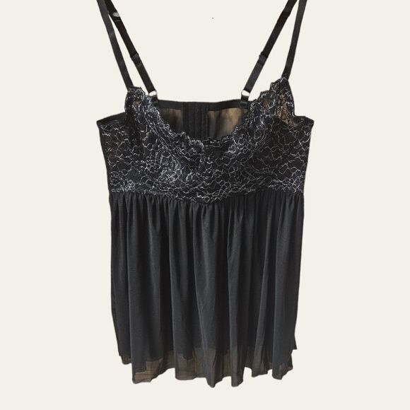 TORRID BLACK STRAPPY LUREX LACE BABYDOLL 2X - Picture 2 of 14